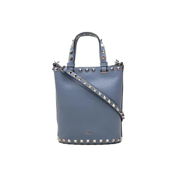 Valentino Rockstud Calfskin Bucket Bag Shoulder Bags Handbags Mini Women's Blue