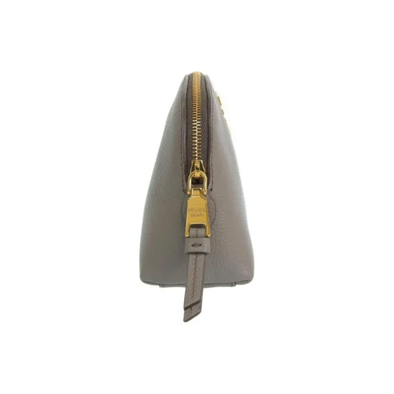 PRADA Leather Clutch Small Size Unisex Clay-2