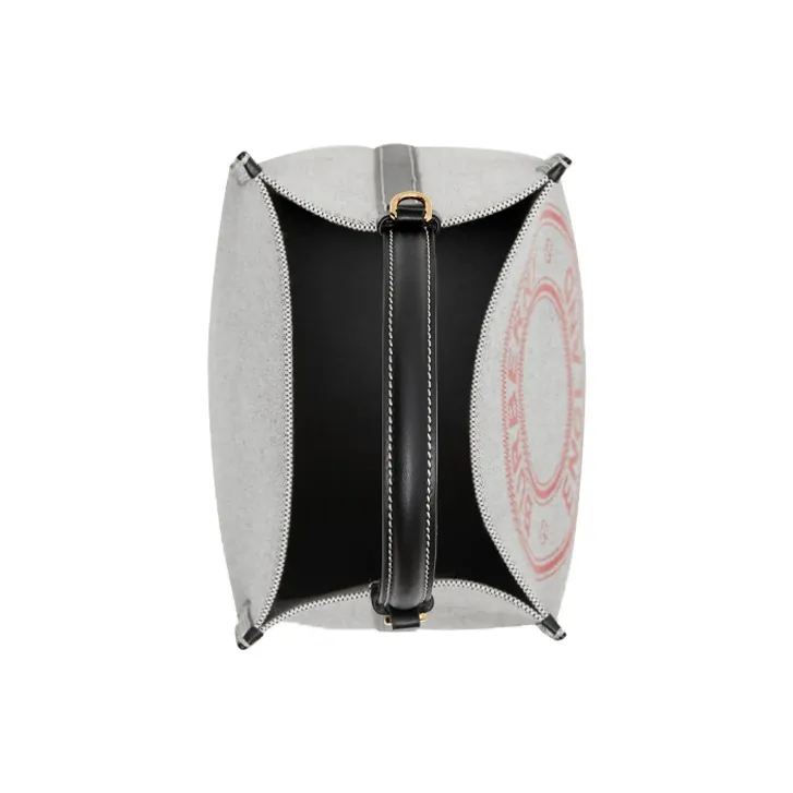Burberry Canvas Canvas Bag Peggy Bucket Bag Crossbody Handbag Shoulder Bag Small Size Women's Black/Fire Red-4