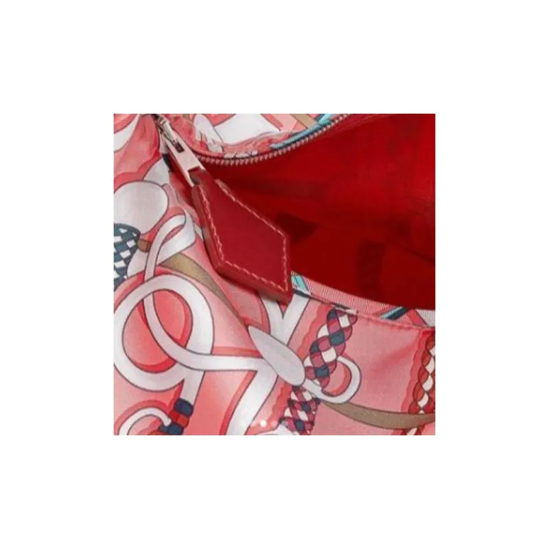 HERMES Balusoie Silk Handbag Women's Pink Multicolor-3