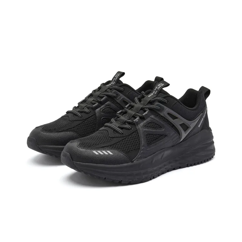 QIAODAN Wilder Cushioned Slip Resistant Abrasion Resistant Low Top Casual Running Shoes Men's Black Silver-2
