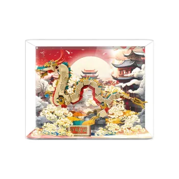 KGBOX Building Block 80112 Auspicious Dragon Nafu Acrylic Dust Resistant Transparent Display Case Model Accessories