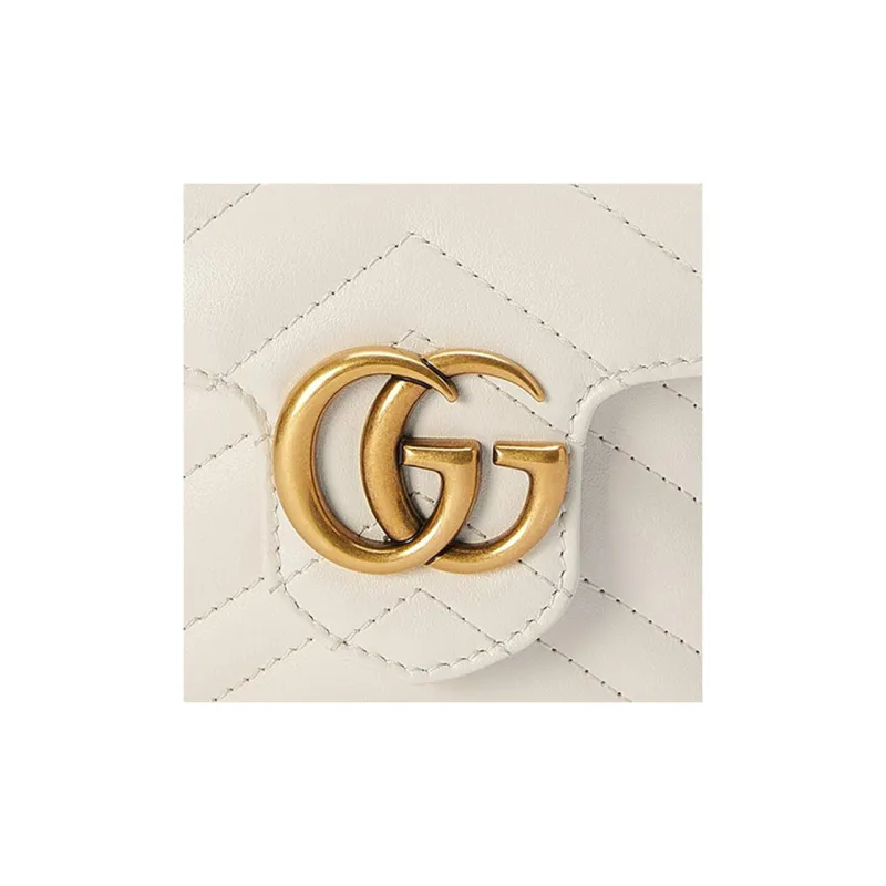 GUCCI Marmont Leather Bucket Bags Shoulder Bag Crossbody Bag Mini Women's White-7