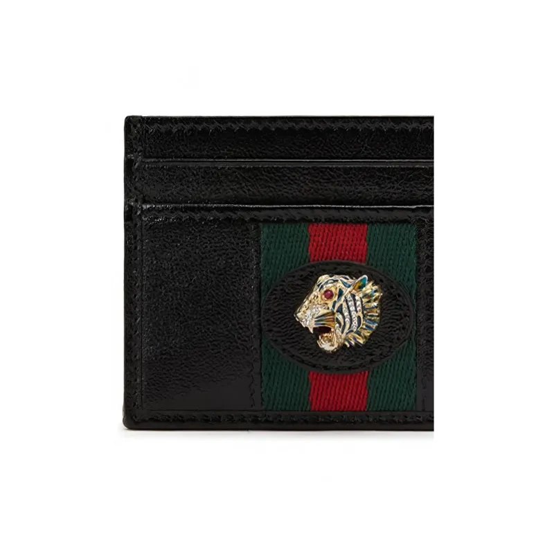 GUCCI Rajah Leather Card Holder Card Holder Unisex Black-4