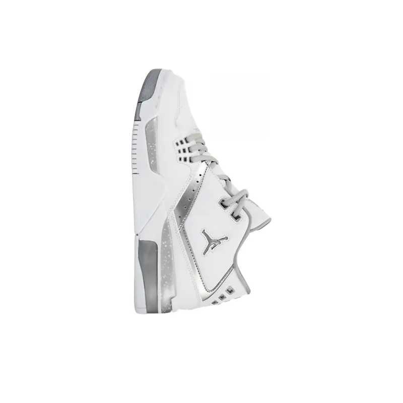 Jordan Flight 23 Cushioning, Wear Resistant Low Top Basketball Shoes Gray White Teenagers-2