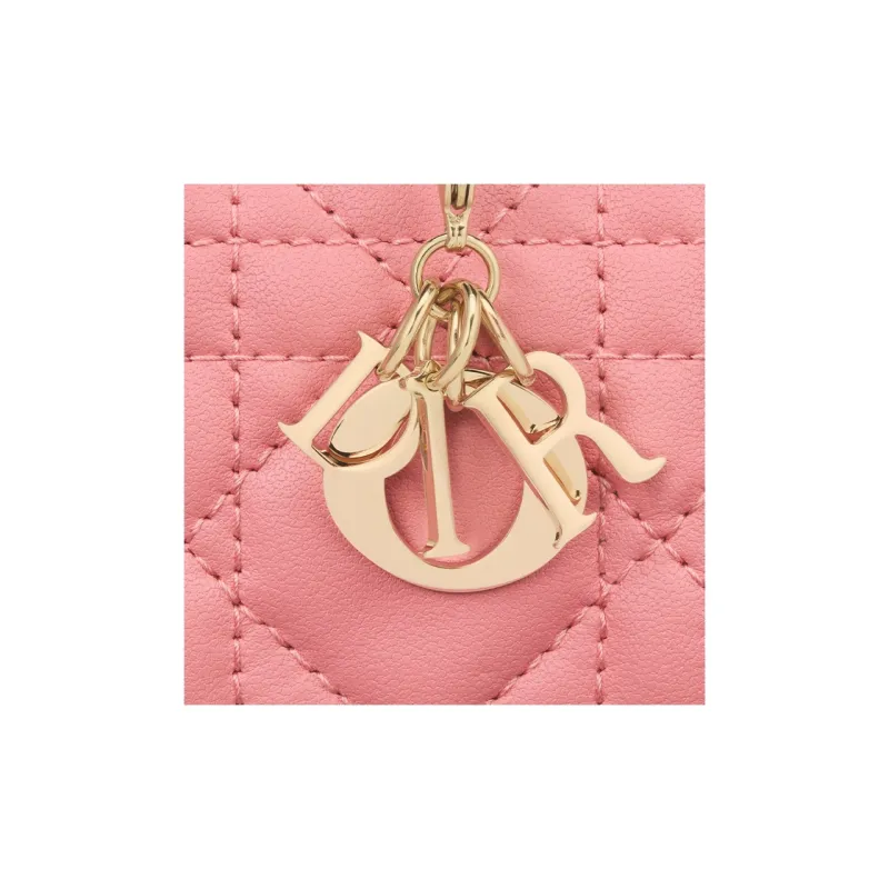 DIOR Lady Dior Soft Lambskin Clutches Card Holder Wallet Women's Light Pink-5