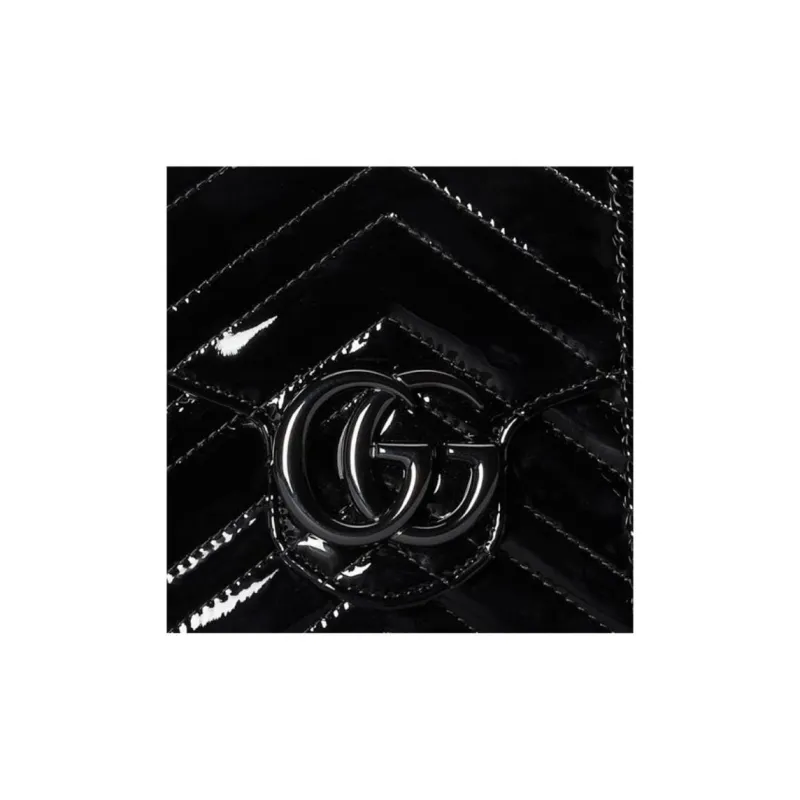 GUCCI GG Marmont Patent Leather Crossbody Bag Shoulder Bag Women's Black-7