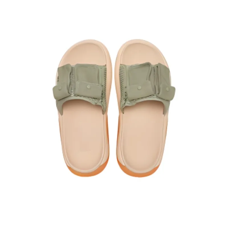 FILA FUSION ZIP UP Slip Resistant Quiet Slide Slippers Men's Gray Green Platform-3