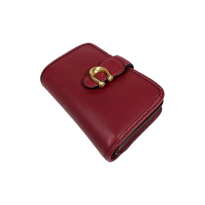COACH Tabby Smooth Leather Card Holder Wallet Medium Size Women's Red-1