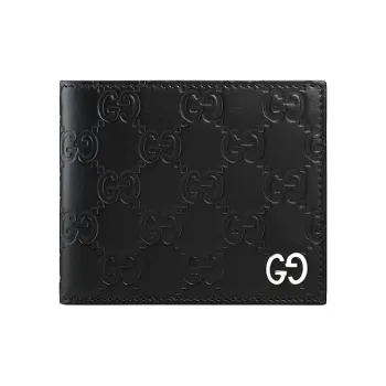 GUCCI Embossed Leather Wallet Men's Black