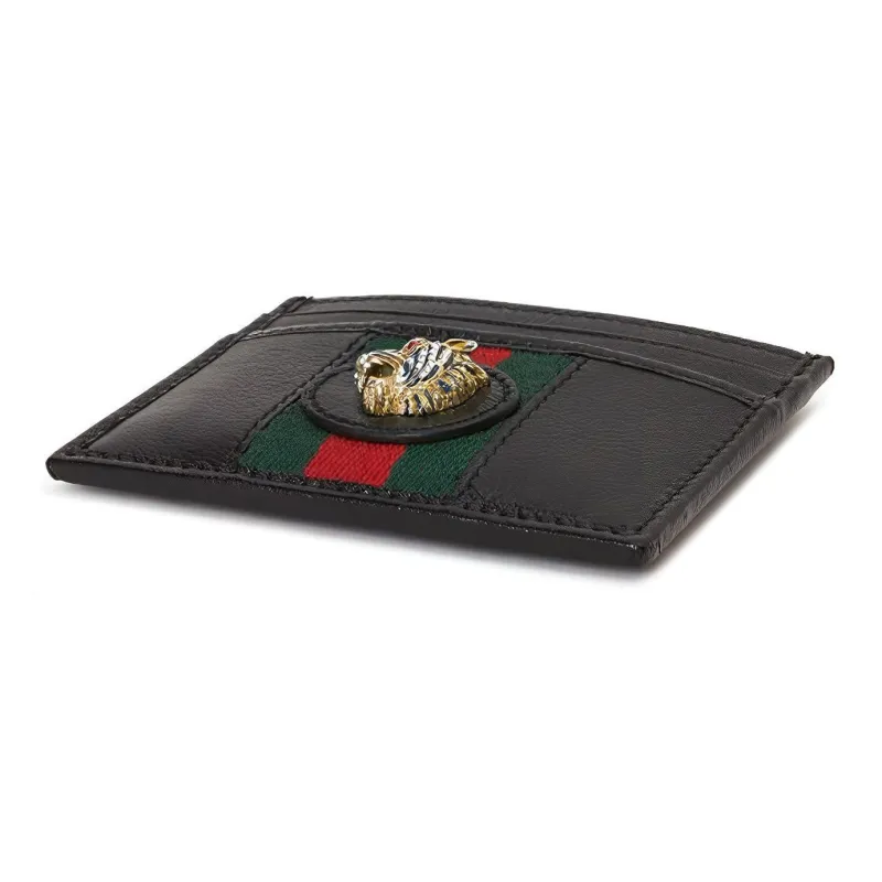GUCCI Rajah Leather Card Holder Card Holder Unisex Black-1