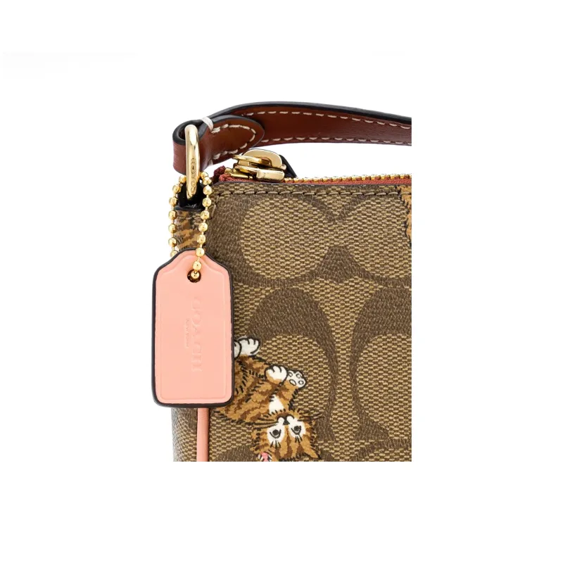 COACH Nolita Iconic Coated Canvas With Smooth Leather Shoulder Bag, Handbag Trumpets Women's Khaki Monogram-5