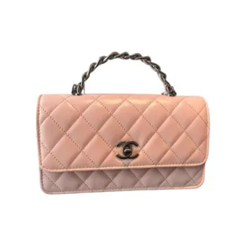CHANEL Bright Color Wrinkle Calfskin Trunk Bag, Handheld Bag, Shoulder Bag, Crossbody Bag Regular Women's Pink