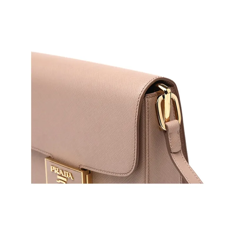 PRADA Genuine Leather Shoulder Bag Crossbody Bag Women's Nude-3