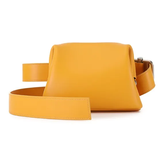 OSOI PECAN BROT Cow Leather Chinese Steamed Bun Bag, Crossbody Bag, Shoulder Bag Trumpets Women's Mustard Yellow-0