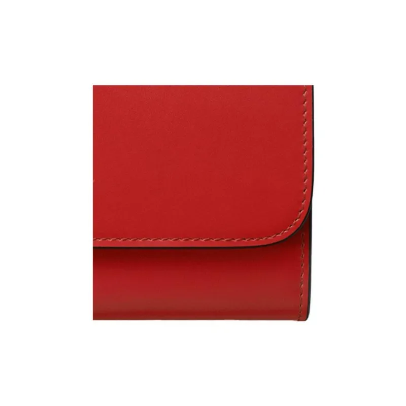 CARTIER Calfskin Wallet Women's Red-4