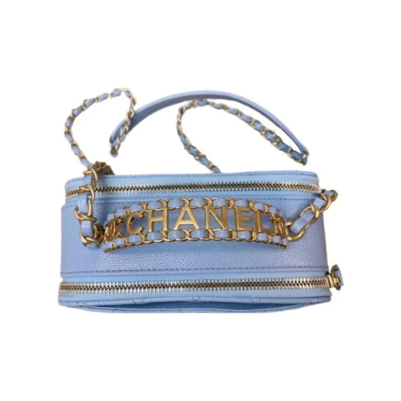 CHANEL Grain Embossed Cow Leather Box Bag, Shoulder Bag, Crossbody Bag, Handbag Women's Blue-2