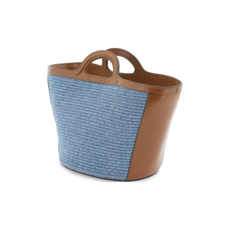 MARNI TROPICALIA Cotton And Polyurethane Tote Bag Shopping Bag Shoulder Bag Handbag Small Size Women's Brown-2