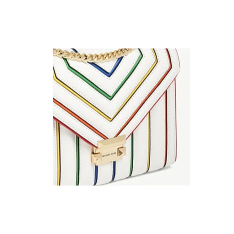 MICHAEL KORS Whitney Leather Chain Bag Small Square Bag Shoulder Bag Crossbody Bag Women's White-3