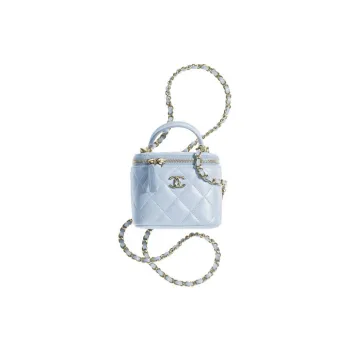 CHANEL Sheepskin Box Bag Small Box Shoulder Bag Crossbody Bag Mini Women's Baby Blue Light Blue