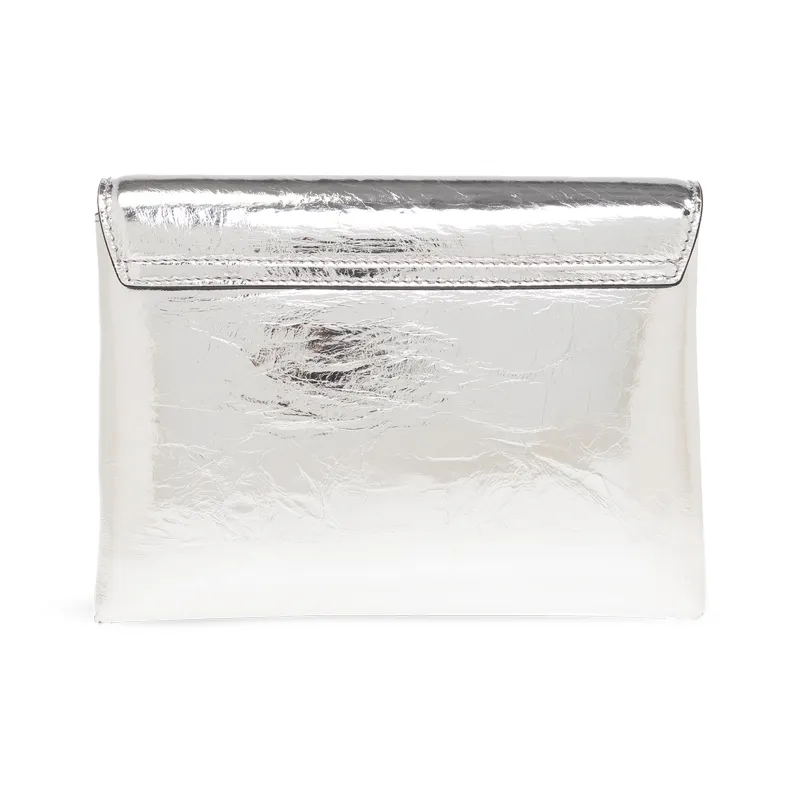 VERSACE Lambskin One Shoulder Crossbody Clutches Women's Silver-2
