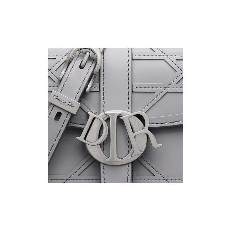 DIOR Cannage Cosmo Leather Shoulder Bag Crossbody Bag Mini Men's Gray-5
