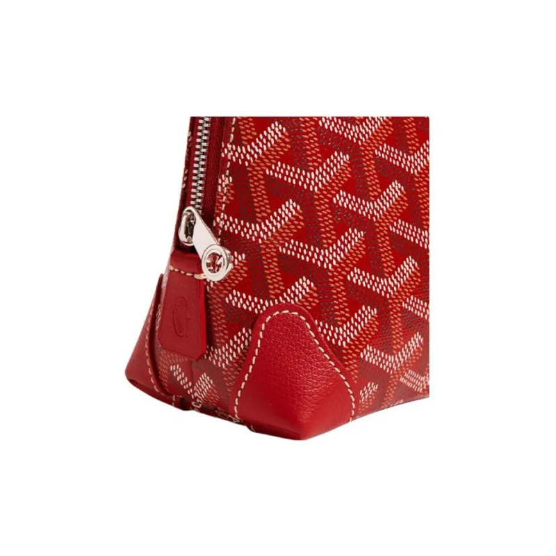 GOYARD Vendôme Canvas With Calfskin Dog's Teeth Makeup Bag Women's Red-3