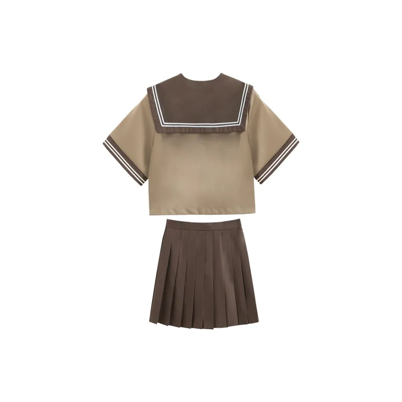 SHENBEI JK Skirt Set Women's Coffee-8