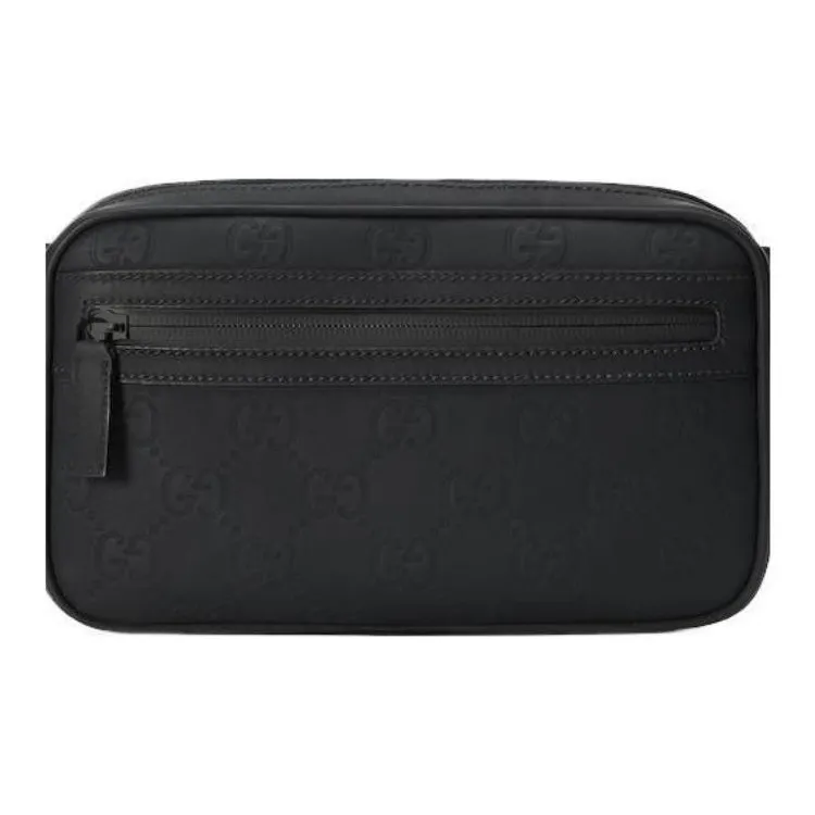 GUCCI Rubber Leather Fanny Pack Men's Black-7
