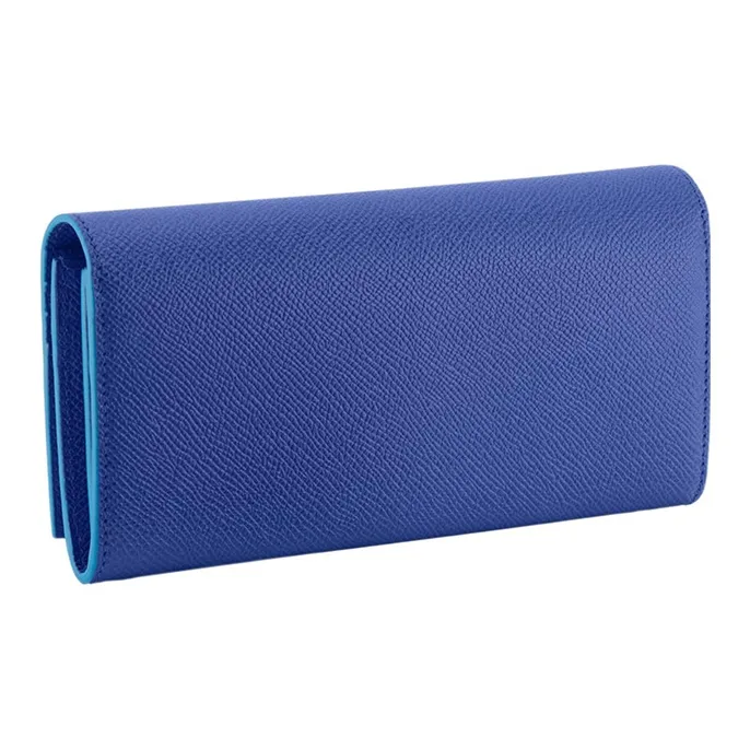 BVLGARI Bulgari Clip Calfskin Wallet Large Size Women's Blue-1