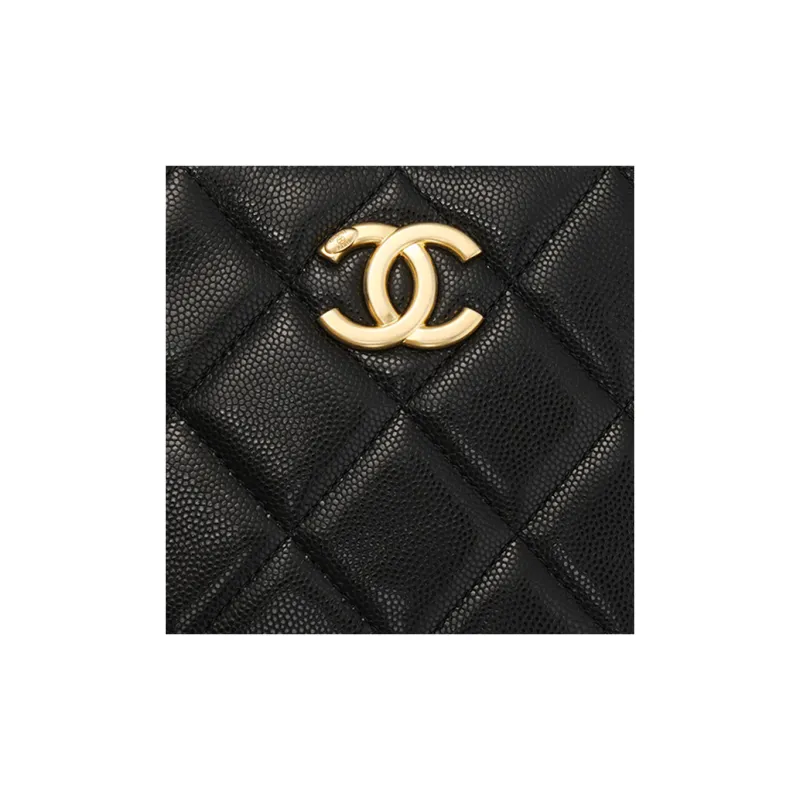 CHANEL Cow Leather One Shoulder Handbag Women's Black-4