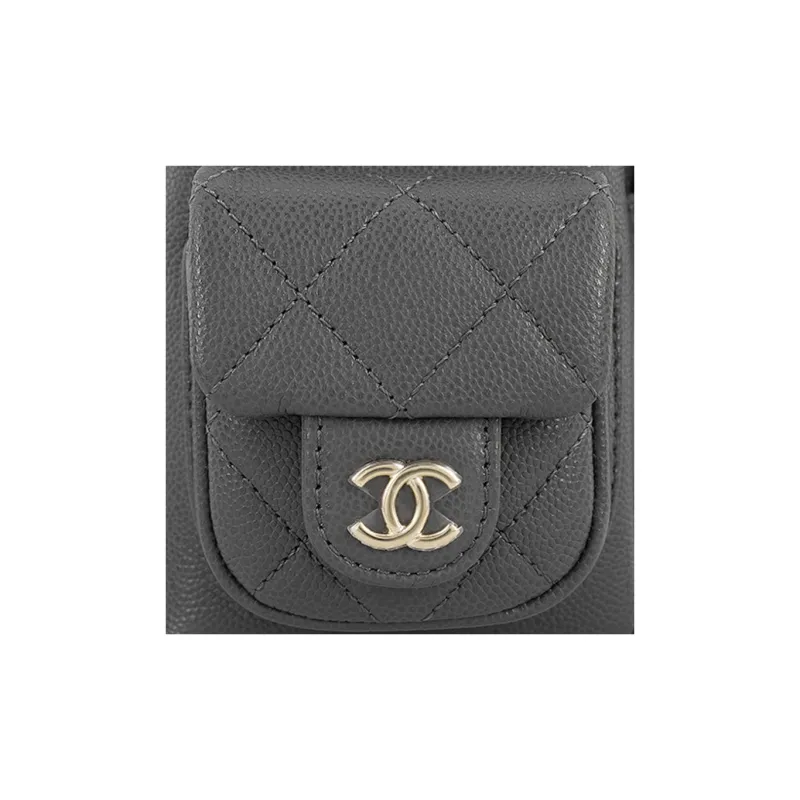 CHANEL Small Duma 23K Grained Calfskin Backpack Dark Grey AS4399-5