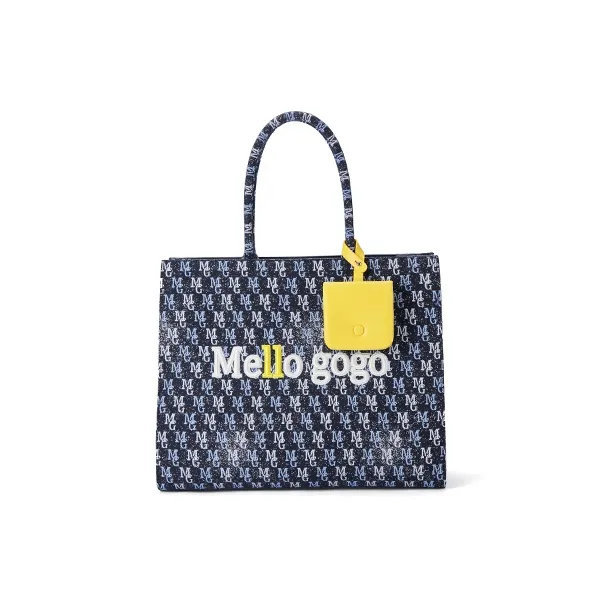 MELLO GOGO Fabric Tote Bag Shopping Bag Shoulder Bags Handbags Large Size Women's Midnight Black/Midnight Blue-6