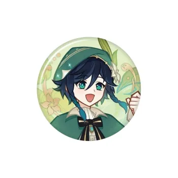 GenShin Diona, Chongyun, Xingqiu, Noel, Beige Khaki Splashing Poetry Collection Merch, Venti, Hu Tao Badges
