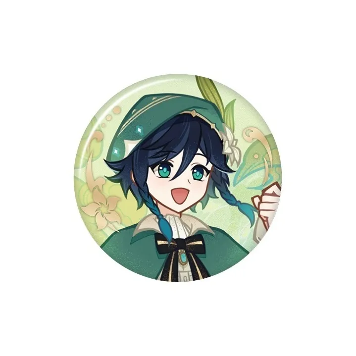 GenShin Diona, Chongyun, Xingqiu, Noel, Beige Khaki Splashing Poetry Collection Merch, Venti, Hu Tao Badges-0