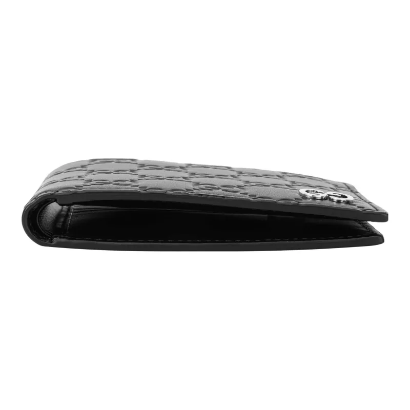 GUCCI Embossed Leather Wallet Men's Black-3