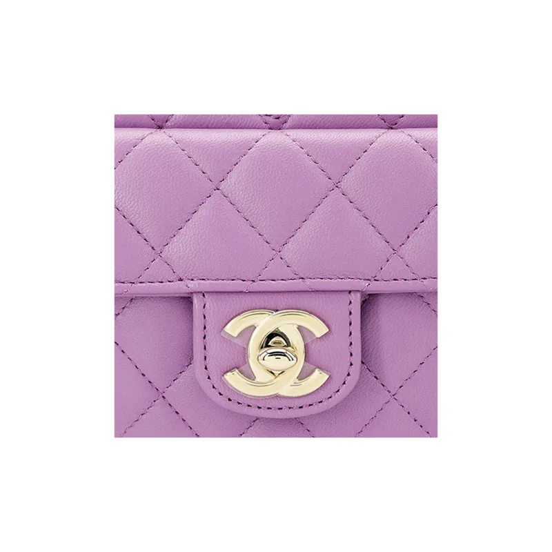 CHANEL Sheepskin Heart Bag, Shoulder Bag, Crossbody Bag Women's Purple Pink-4