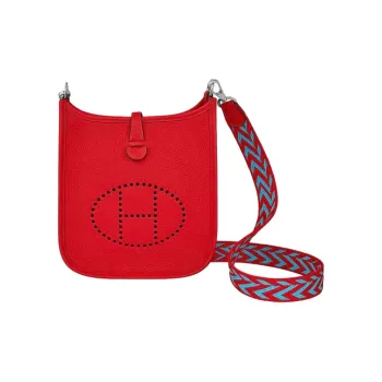 HERMES Cow Leather Crossbody Bags Shoulder Bags 16 Women's Red