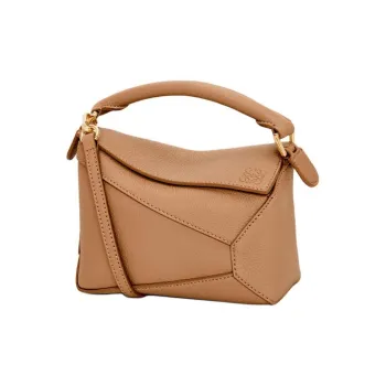 LOEWE Puzzle Soft Grained Calfskin Puzzle Bag Shoulder Bag Crossbody Bag Handbag Mini Women's Toffee Color