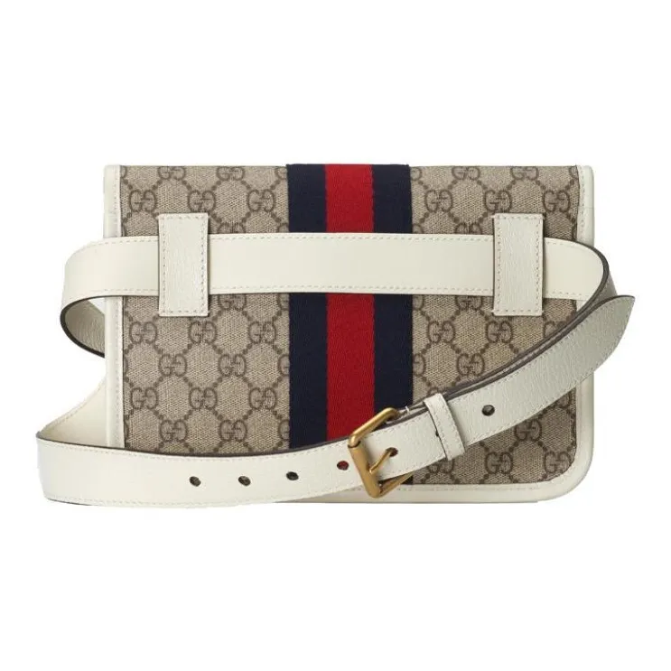 GUCCI Ophidia Canvas With Leather Shoulder Bag Crossbody Bag Fanny Pack Men's Ebony/White-4