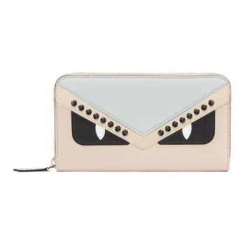 FENDI Multicolor Leather Wallet Women's Gray/Apricot Pink/Multicolor
