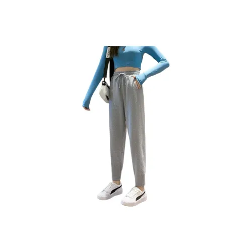 Muzi Casual Pants Women's Light Gray -- Ankle-Length Pants