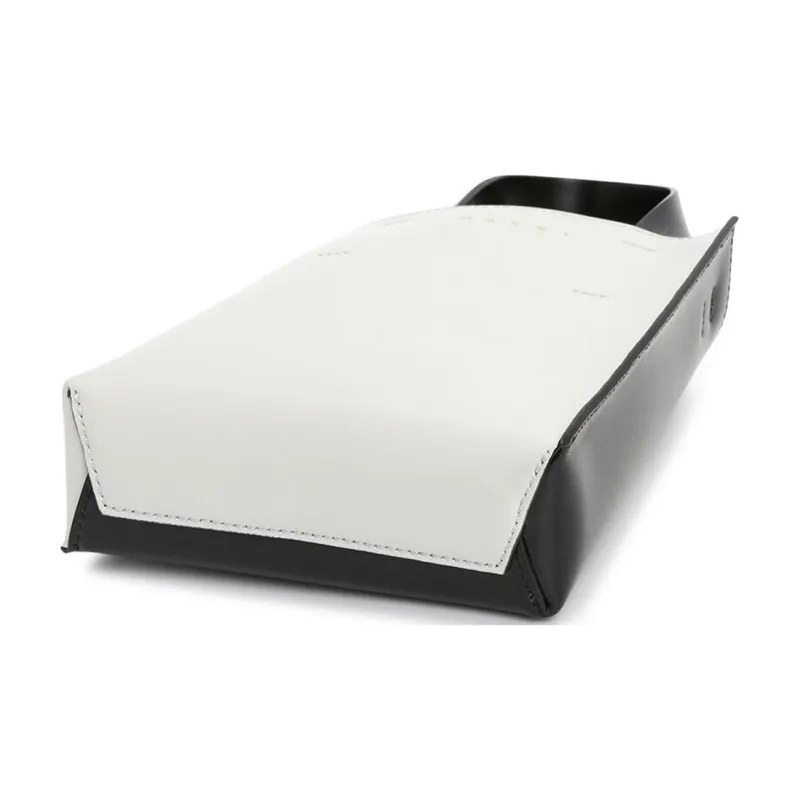 MARNI Cow Leather Tote Bag Shopping Bag Shoulder Bag Crossbody Bag Handbag Extra Mini Women's Black White-3