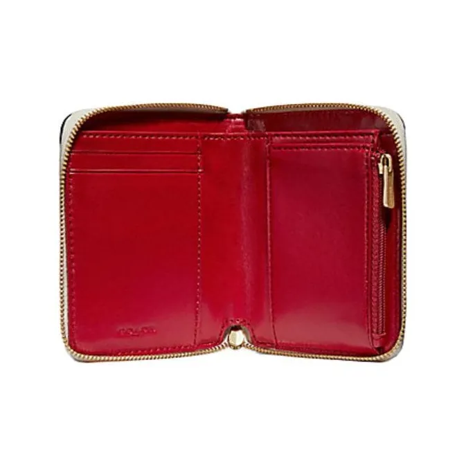 COACH Zip Around Coated Canvas Wallet Mini Women's Chalk Multicolor With Light Gold Accents-1