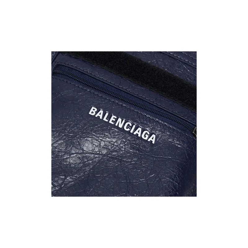Balenciaga Explorer Lambskin Cell Phone Pouch Shoulder Bag Crossbody Bag Small Size Men's Navy Blue-4