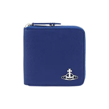 Vivienne Westwood Saffiano Cow Leather Coin Purses Wallets Women's Blue