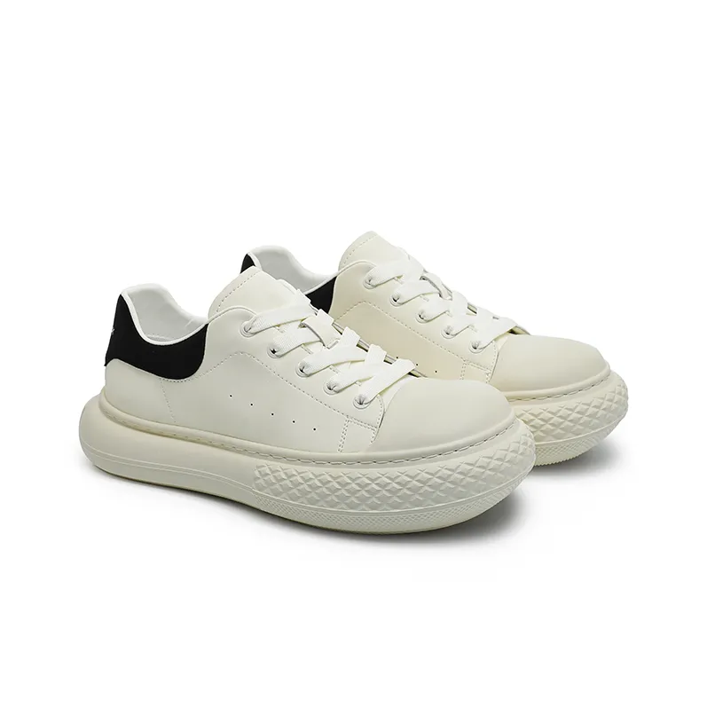 Angelmi Wear resistant And Lightweight Low Top Skateboard Shoes Men's White-2