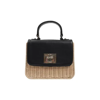 Chrome Hearts Leather Shoulder Bag Crossbody Bag Handbag Regular Women's Beige/Black