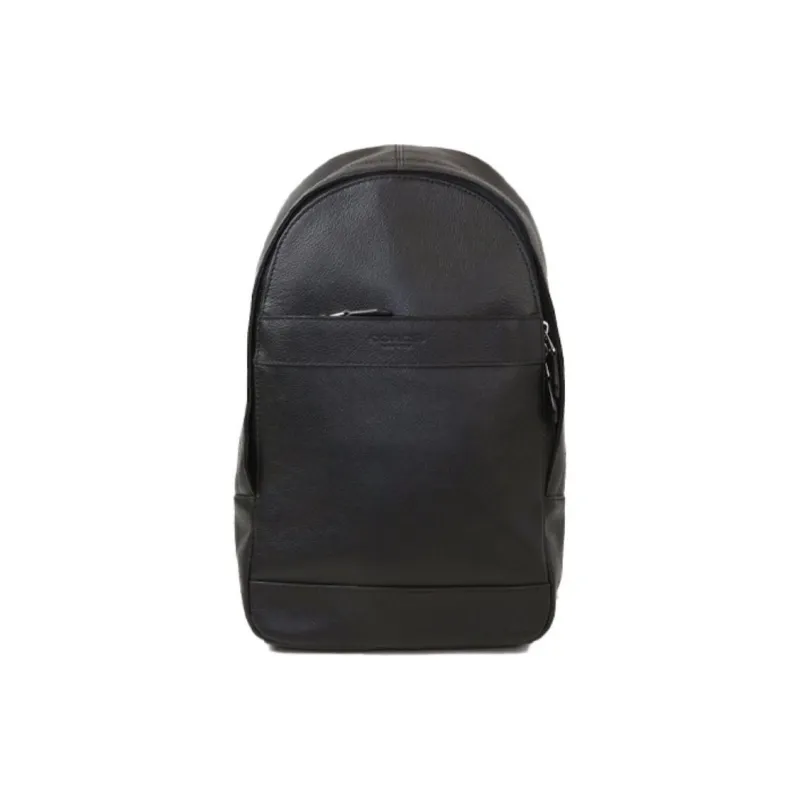 COACH Charles Pebbled Leather Shoulder Bag Small Size Men's Black-1