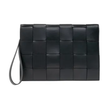 Bottega Veneta ARCO Calfskin Briefcase File Bag Clutch Medium Size Men's Black